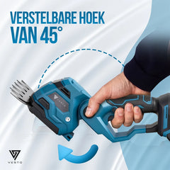 Vesto® Draadloze Heggenschaar - Incl. Buxusschaarmes & Grasschaarmes - Elektrische Grasschaar - Verstelbaar - Draadloze Snoeischaar - Heggenknipper - Kantenknipper