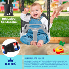 KIDIZ® Baby Schommel - Binnen & buiten - Kinderschommel - Verstelbaar - Grijs
