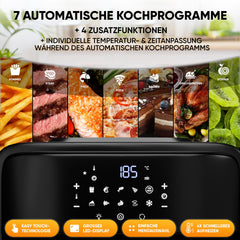 STILLSTERN Airfryer 12L - Mini-oven, automatische deur, grillspit en grillmandje, 1800W
