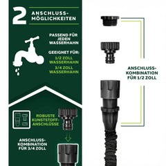 TRESKO® Flexibele tuinslang, waterslang, flexibele uitschuifbare slang, 7.5 m