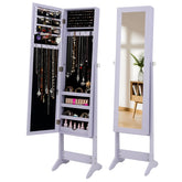 Sieradenkast met spiegel - Passpiegel - Spiegelkast - Paars - COSTWAY