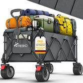 TRESKO® Bolderkar, opvouwbaar, 215 l, met rem, inklapbaar, 150 kg, incl. massief rubberen banden, opvouwbare strandwagen, extra brede all-terrain wielen, transportwagen met draagtas (donkergrijs)