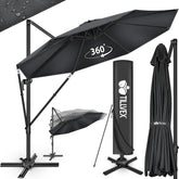 Zweefparasol - Tuinparasol - Parasol 300 cm - Met voet - Met Parasolhoes - Antraciet - Tillvex