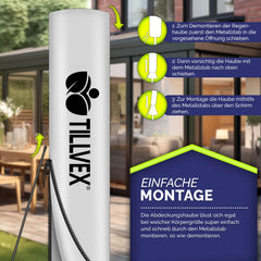 Zweefparasol - Tuinparasol - Parasol 300 cm - Met voet - Met Parasolhoes - Grijs - Tillvex