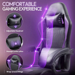 Ergonomische Bureaustoel - Office Chair - Gamestoel - Volwassenen - Zwart/Paars - Dowinx