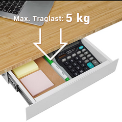 Bureaulade - Lade onder het bureau - 38x22x5 cm - Wit - S07LW - FLEXISPOT