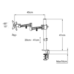 Monitor arm - 1 scherm - Monitor standaard - VESA-compatibel - Zwart - FLEXISPOT