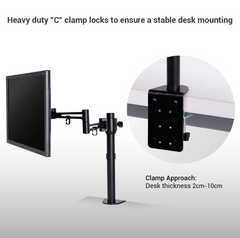 Monitor arm - 1 scherm - Monitor standaard - VESA-compatibel - Zwart - FLEXISPOT
