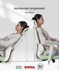 Ergonomische Bureaustoel - Office Chair - Gamestoel - Volwassenen - Licht groen - BS5 - FLEXISPOT