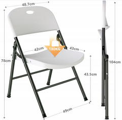 Klapstoelen - Vouwstoelen - Set van 4 - Eettafelstoelen - Wit