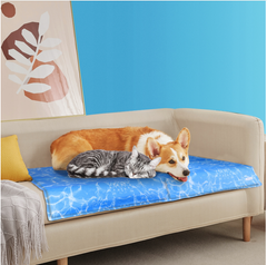 Koelmat Hond & Kat - 90x50 cm - Blauw - Nobleza