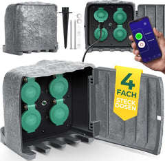 KESSER® Tuinstopcontact - 4 stopcontacten - IP44 waterdicht - Antraciet •