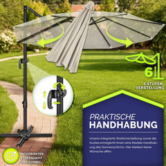 Zweefparasol - Tuinparasol - Parasol 330 cm - Met voet - Met Parasolhoes - Beige - Tillvex