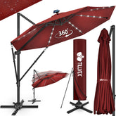 Zweefparasol - Tuinparasol - Parasol 300 cm - Met voet - Met Parasolhoes - Rood - Tillvex