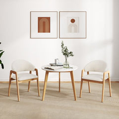 COSTWAY 2-delige set Moderne Eetkamerstoelen Keukenstoelen met Gestoffeerde Zitting en Ergonomische Rugleuning Wit