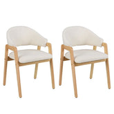 COSTWAY 2-delige set Moderne Eetkamerstoelen Keukenstoelen met Gestoffeerde Zitting en Ergonomische Rugleuning Wit