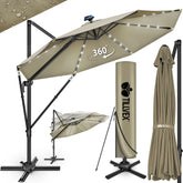 Zweefparasol - Tuinparasol - Parasol 330 cm - Met voet - Met Parasolhoes - Bruin - Tillvex