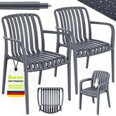 Tuinstoelen - Weerbestendig - Met armleuning - Set van 2 - Antraciet - Tillvex®
