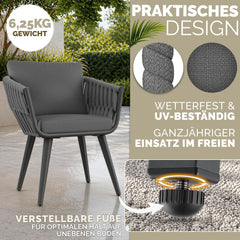 tillvex® Tuinstoel, weerbestendig met armleuningen | Buitenstoelen, draagvermogen tot 160 kg | UV-bestendige tuinstoelen | Terrasstoel, fauteuil, tuinmeubilair, terras, balkon, tuin