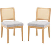 chairus 2 stuks eetkamerstoelen van hout, rotan rugleuning, grijs