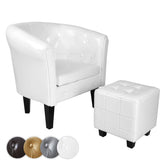 Fauteuil met armleuning - Relaxstoel - Met Hocker - Wit - MIADOMODO