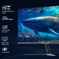 Minifire 22 inch FHD (1920 x 1080) gaming pc-monitor, IPS, 75 Hz, 5 ms, 110% sRGB, lage blauwlichtmodus, 178° kijkhoek, ultradun design, adaptieve synchronisatie, VGA en HDMI -MF22F2