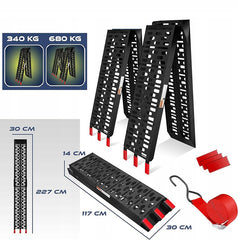 MASKO Verharde oprijplaat - 340kg laadvermogen - Opvouwbaar - Zwart