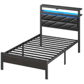 Bedframe met lattenbodem - 90x200 cm - Metaal - Zwart - Seventable