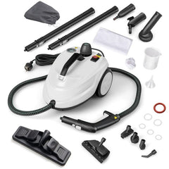 COSTWAY Draagbare Stoomreiniger 2000W Hogedruk-stoomreiniger met 15-delig Accessoire Veelzijdige Stoommop Wit