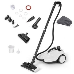 COSTWAY Draagbare Stoomreiniger 2000W Hogedruk-stoomreiniger met 15-delig Accessoire Veelzijdige Stoommop Wit