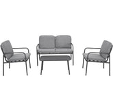 Tuinset - 4 persoons - Loungeset - 2 Tuinstoelen - Tuinbank - Tuintafel - Grijs - Outsunny