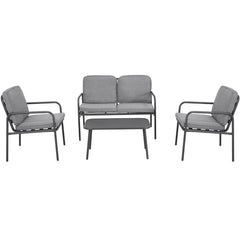 Tuinset - 4 persoons - Loungeset - 2 Tuinstoelen - Tuinbank - Tuintafel - Grijs - Outsunny