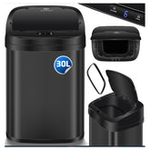 Prullenbak met sensor - Afvalbak - Vuilnisbak - 30 Liter - Zwart - KESSER® •