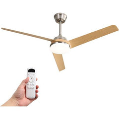 SOFUCUR plafondventilator in nikkelkleur met 22W LED-verlichting - 132 cm