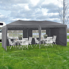 CLIPOP Opvouwbare paviljoen, 3x6 feesttent, UV-beschermende tuinpaviljoen met 4 zijpanelen, grijs