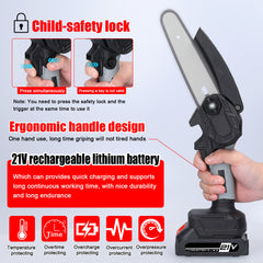 Mini kettingzaag - Elektrische snoeischaar - Met accu - Zwart - LIXADA