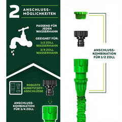 Flexibele Tuinslang - Inc. sproeikop - 45 meter - Groen