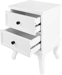 Miadomodo - Nachtkastje met Twee Lades - Massief MDF & Hout - Kast - Bijzettafel voor in de Slaapkamer - 49x34.5x30 cm - Wit