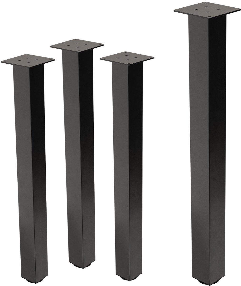 Set van 4 tafelpoten I-Design 90 cm Donkergrijze look Industrieel staal met poedercoating Profiel 8x8 cm In hoogte verstelbare meubelpoten ML-Design