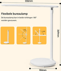 Bureaulamp - Tafellamp - Tafellamp slaapkamer - Wit - Aigostar