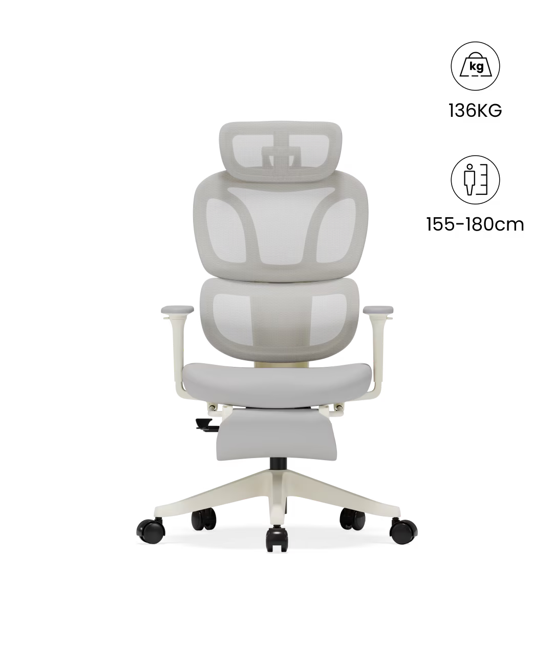 FLEXISPOT Ergonomische Stof-bureaustoel - met uittrekbaar voetensteun - BS5WG