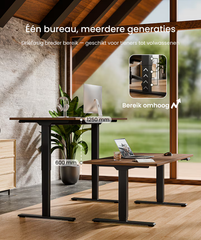 Zit sta bureau - Elektrisch - Verstelbaar - Bureauframe - Wit - E5W-Pro - FLEXISPOT