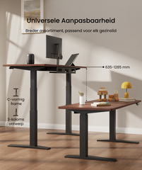 Zit sta bureau - Elektrisch - Verstelbaar - Bureauframe - Zwart - E7B-PRO - FLEXISPOT
