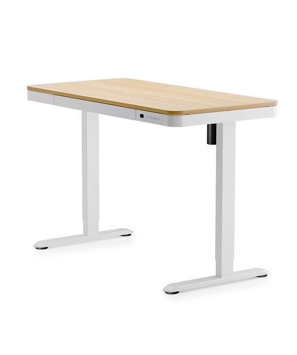 Zit sta bureau - Elektrisch - Verstelbaar - 120x60 cm - Wit/Bruin - Q3M - FLEXISPOT