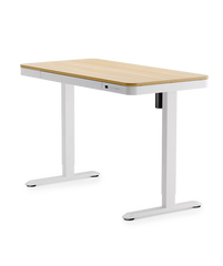 Zit sta bureau - Elektrisch - Verstelbaar - 120x60 cm - Wit/Bruin - Q3M - FLEXISPOT