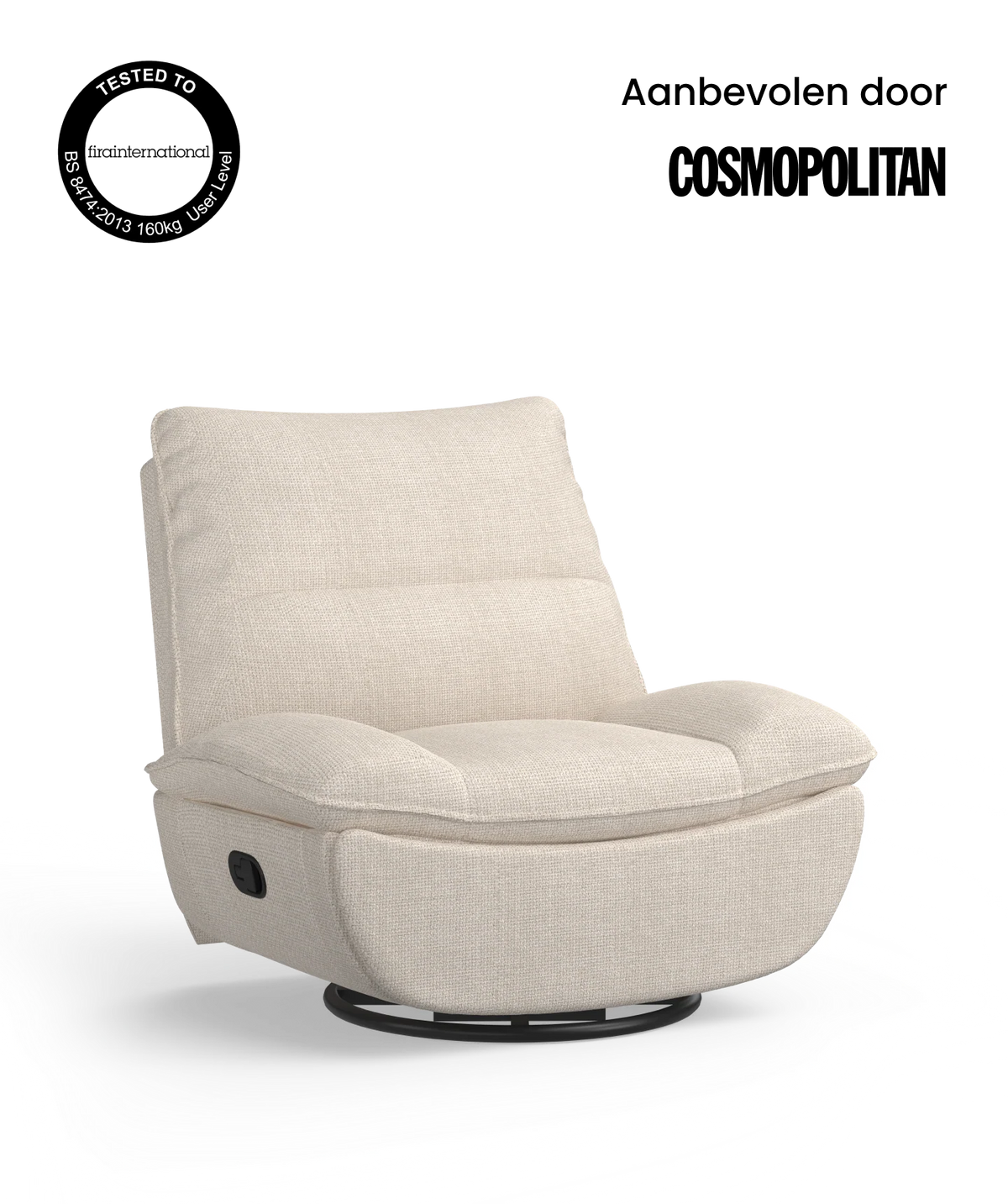 FLEXISPOT Draai- en Schommel Relaxstoel met Stevig Metaal Onderstel - Lotus - (Beige)