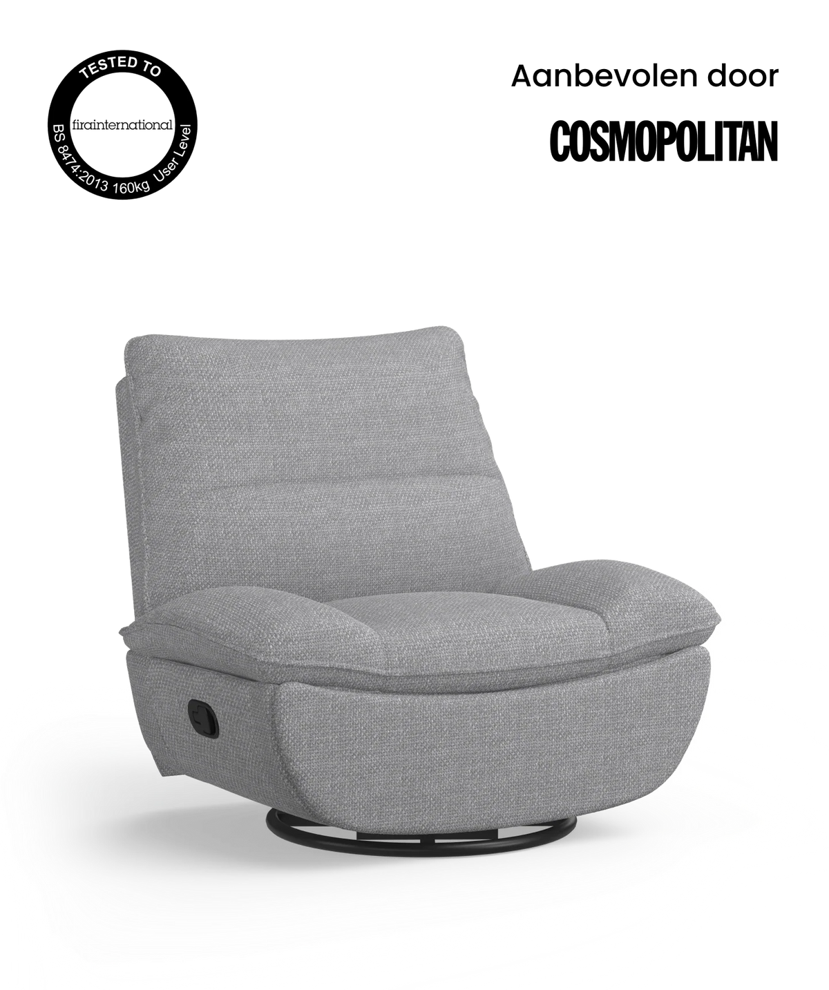 FLEXISPOT Draai- en Schommel Relaxstoel met Stevig Metaal Onderstel - Lotus - (Lichtgrijs)