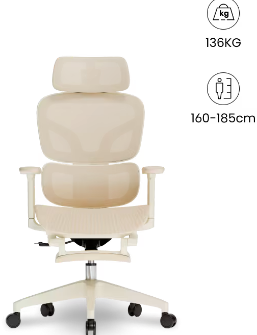 Ergonomische Bureaustoel -  Office Chair - Gamestoel - Volwassenen - Beige - BS5W MESH - FLEXISPOT