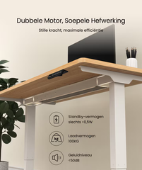 Zit sta bureau - Elektrisch - Verstelbaar - Bureauframe - Wit - E5W - FLEXISPOT