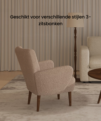 FLEXISPOT Bouclé fauteuil met houten poten (Wing)
